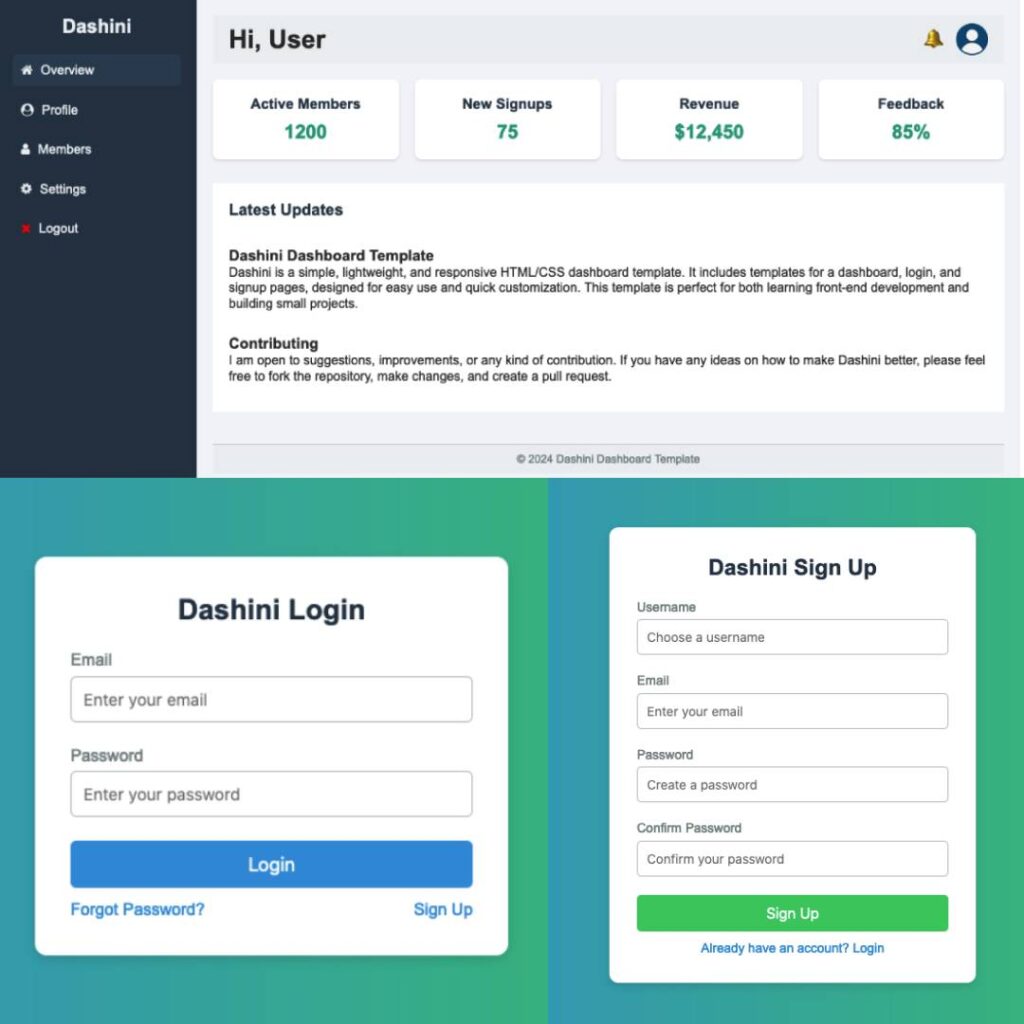 Discover Dashini: A Free Responsive HTML-CSS Dashboard Template - KingEko